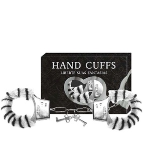 Algema Com Pelucia Hand Cuffs (AL001-ST192) - Zebra - tabue.com.br