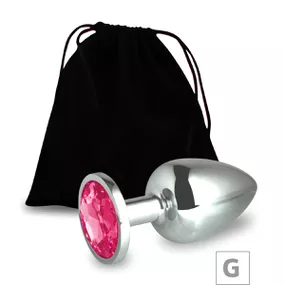 Plug de Metal G Cromado Com Strass 8cm SI (5847) - Pedra Pin - Linda Sex Produtos Eróticos BH, Lingerie sensuais, sex shop.