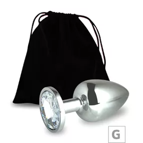 Plug de Metal G Cromado Com Strass 8cm SI (5847) - Pedra Tra... - Linda Sex Produtos Eróticos BH, Lingerie sensuais, sex shop.