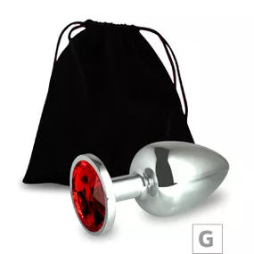 Plug de Metal G Cromado Com Strass 8cm SI (5847) - Pedra Ver... - Linda Sex Produtos Eróticos BH, Lingerie sensuais, sex shop.