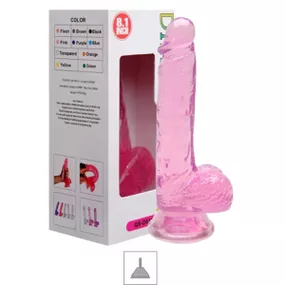 Prótese 14x12cm Com Ventosa e Escroto SI (8228) - Rosa - Linda Sex Produtos Eróticos BH, Lingerie sensuais, sex shop.