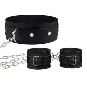 Kit Coleira E Algema Com Corrente La Pimienta (L184) - Pret - Linda Sex Produtos Eróticos BH, Lingerie sensuais, sex shop.