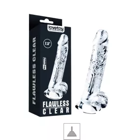 Prótese 14x11cm Com Ventosa e Escroto (PE096) - Translúcido - Linda Sex Produtos Eróticos BH, Lingerie sensuais, sex shop.