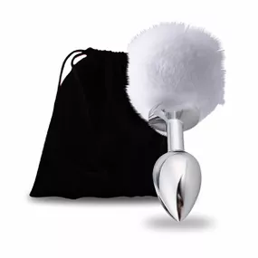 *Plug De Metal Com PomPom Importado VP (PL012G) - Branco - Linda Sex Produtos Eróticos BH, Lingerie sensuais, sex shop.