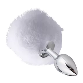 Plug Metálico P Com PomPom VP (PL012P) - Branco - Linda Sex Produtos Eróticos BH, Lingerie sensuais, sex shop.
