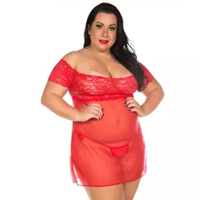 *Camisola Gabriela Plus Size (PS2009) - Vermelho - Linda Sex Produtos Eróticos BH, Lingerie sensuais, sex shop.