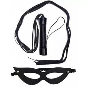 *Chicote 80cm + Máscara Dominatrixxx (DX771) - Preto - Linda Sex Produtos Eróticos BH, Lingerie sensuais, sex shop.
