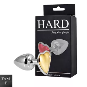 Plug de Metal Cromado Com Pedra de Coração (HA161C)- - Doura... - Linda Sex Produtos Eróticos BH, Lingerie sensuais, sex shop.