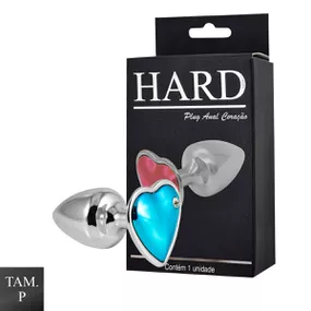 Plug de Metal Cromado Com Pedra de Coração (HA161C)- - Azul - Linda Sex Produtos Eróticos BH, Lingerie sensuais, sex shop.