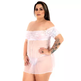 *Camisola Gabriela Plus Size (PS2009) - Branco - Linda Sex Produtos Eróticos BH, Lingerie sensuais, sex shop.