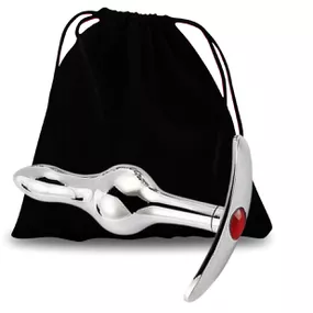 Plug De Metal Escalonado SI (7451) - Pedra Vermelha - lojasacaso.com.br Lingerie Sensual e Sex Shop