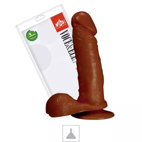 Prótese 14x13cm Com Ventosa e Escroto (ADAO26) - Marrom - lojasacaso.com.br Lingerie Sensual e Sex Shop