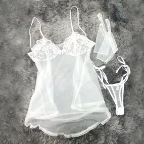 *Camisola Cristal (DM136) - Branco - lojasacaso.com.br Lingerie Sensual e Sex Shop