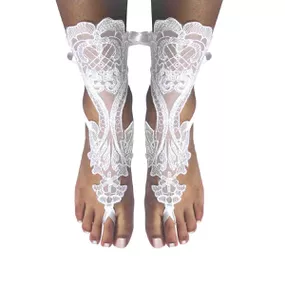 *Sapatilha Romana Rendada (DM5003) - Branco - lojasacaso.com.br Lingerie Sensual e Sex Shop