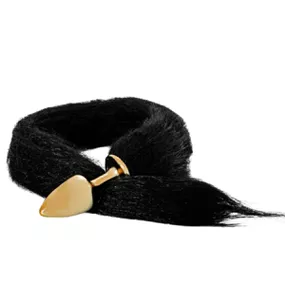 Plug de Metal Dourado Com Cauda Hard (HA116D) - Preto - lojasacaso.com.br Lingerie Sensual e Sex Shop