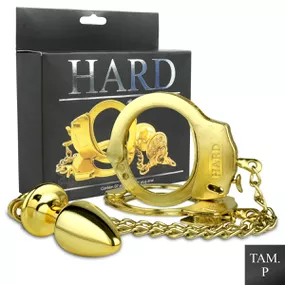 Kit Algema e Plug Cravejado P (HA146) - Dourado - lojasacaso.com.br Lingerie Sensual e Sex Shop