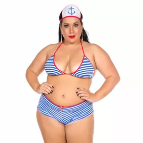 Fantasia Mini Marinheira Sexy Plus Size (PS2077) - Padrão - lojasacaso.com.br Lingerie Sensual e Sex Shop