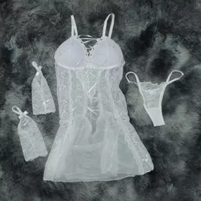 .*Camisola Trançada Frente e Costas (SP556) - Branco - lojasacaso.com.br Lingerie Sensual e Sex Shop