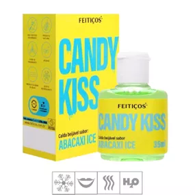 Calda Beijável Ice Candy Kiss 35ml (ST959) - Abacaxi - lojasacaso.com.br Lingerie Sensual e Sex Shop