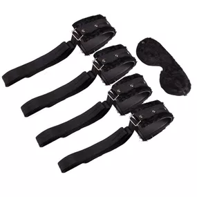 Kit Bondagem e Venda em Pelúcia (KBOP100-ST638) - Preto - lojasacaso.com.br Lingerie Sensual e Sex Shop