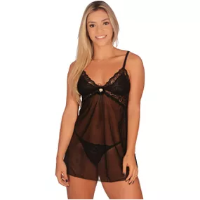 *Camisola Núbia (LK619) - Preto - lojasacaso.com.br Lingerie Sensual e Sex Shop