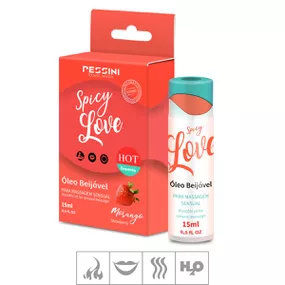 *Gel Beijável Spicy Love Hot 15ml (ST490) - Morango - lojasacaso.com.br Lingerie Sensual e Sex Shop
