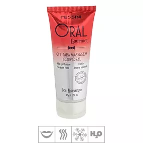 Gel Comestível Oral Gourmet Ice 45g (ST871) - Morango - lojasacaso.com.br Lingerie Sensual e Sex Shop