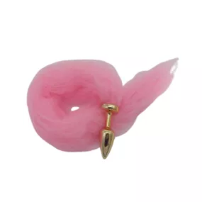 Plug de Plástico P Less Dourado Com Cauda (HA168D) - Rosa - lojaSeduzir.com.br Sex Shop e Lingerie Sensual em BH