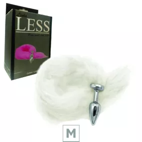 Plug de Plástico M Less Cromado Com Cauda (HA169C) - Branco - lojaSeduzir.com.br Sex Shop e Lingerie Sensual em BH