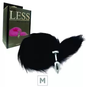 Plug de Plástico M Less Cromado Com Cauda (HA169C) - Preto - lojaSeduzir.com.br Sex Shop e Lingerie Sensual em BH