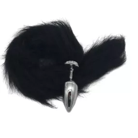 Plug de Plástico G Less Cromado Com Cauda (HA170C) - Preto - lojaSeduzir.com.br Sex Shop e Lingerie Sensual em BH