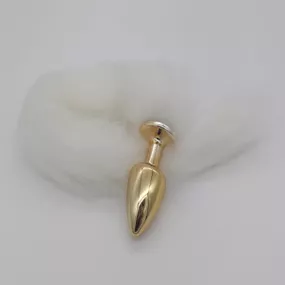 Plug de Plástico G Less Dourado Com Cauda (HA170D) - Branco - lojaSeduzir.com.br Sex Shop e Lingerie Sensual em BH