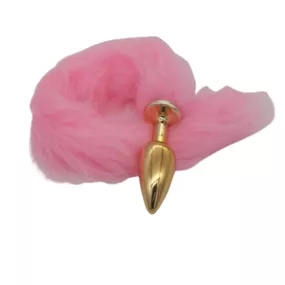 Plug de Plástico G Less Dourado Com Cauda (HA170D) - Rosa - lojaSeduzir.com.br Sex Shop e Lingerie Sensual em BH