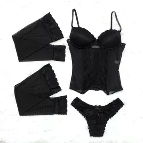 *Espartilho Com Meia Califórnia (CF100) - Preto - Revender Sex Shop com menor preço de BH