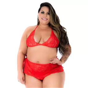 Fantasia Mini Assanhadinha Plus Size (PS2110) - Vermelho - Revender Sex Shop com menor preço de BH