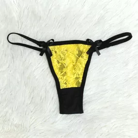 *Calcinha Aline (MAR0103) - amarelo c/ preto - Tabuê Sex shop atacado - Produtos eróticos com preços de fábrica.
