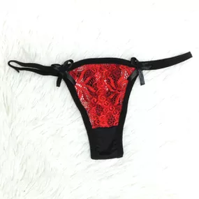 *Calcinha Aline (MAR0103) - Vermelho c/ Preto - Tabuê Sex shop atacado - Produtos eróticos com preços de fábrica.