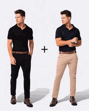KIT 2 Calças Masculina Chino - Cáqui e Preta 