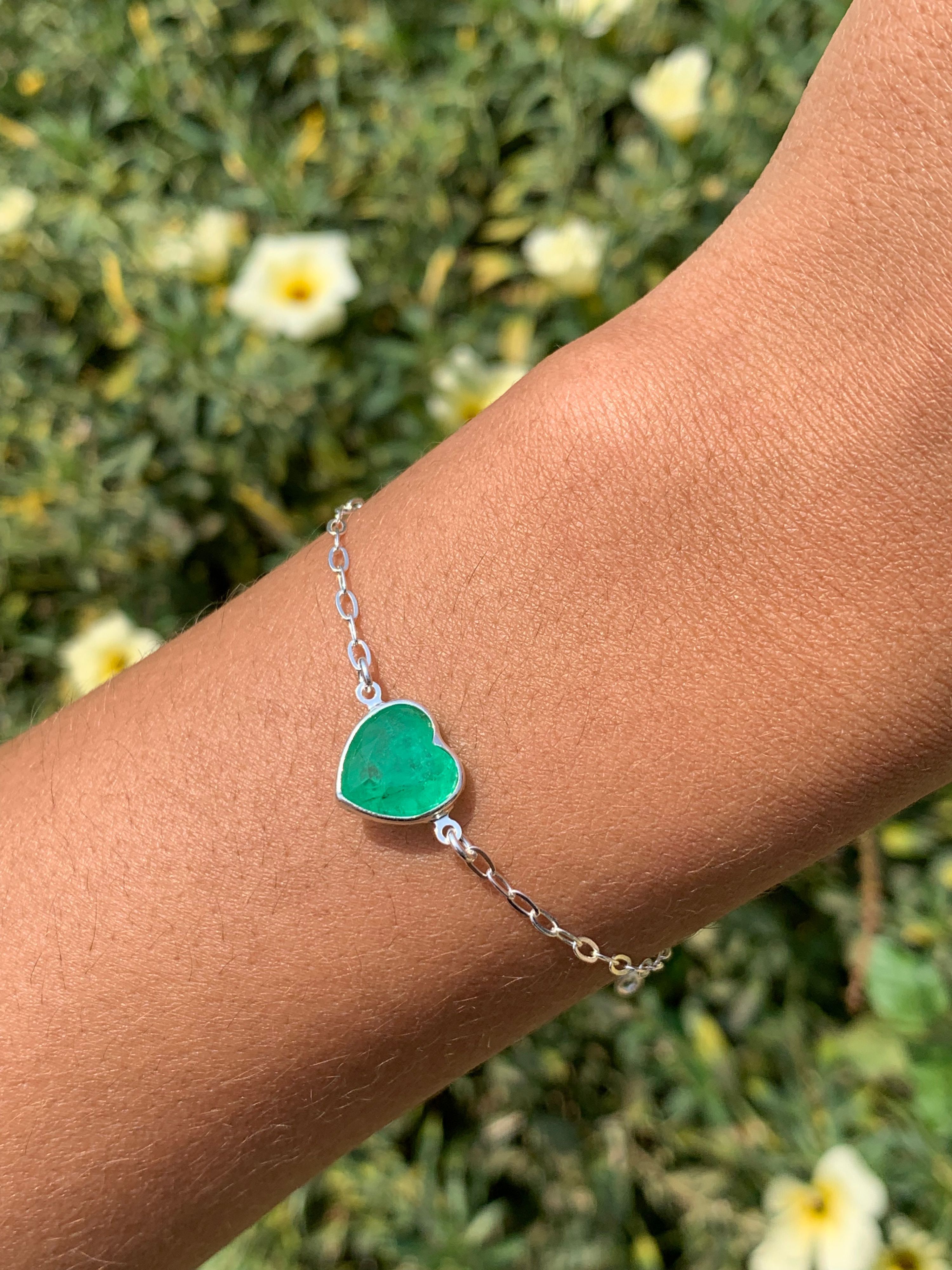 Pulseira Coração Esmeralda - AURI PRATAS