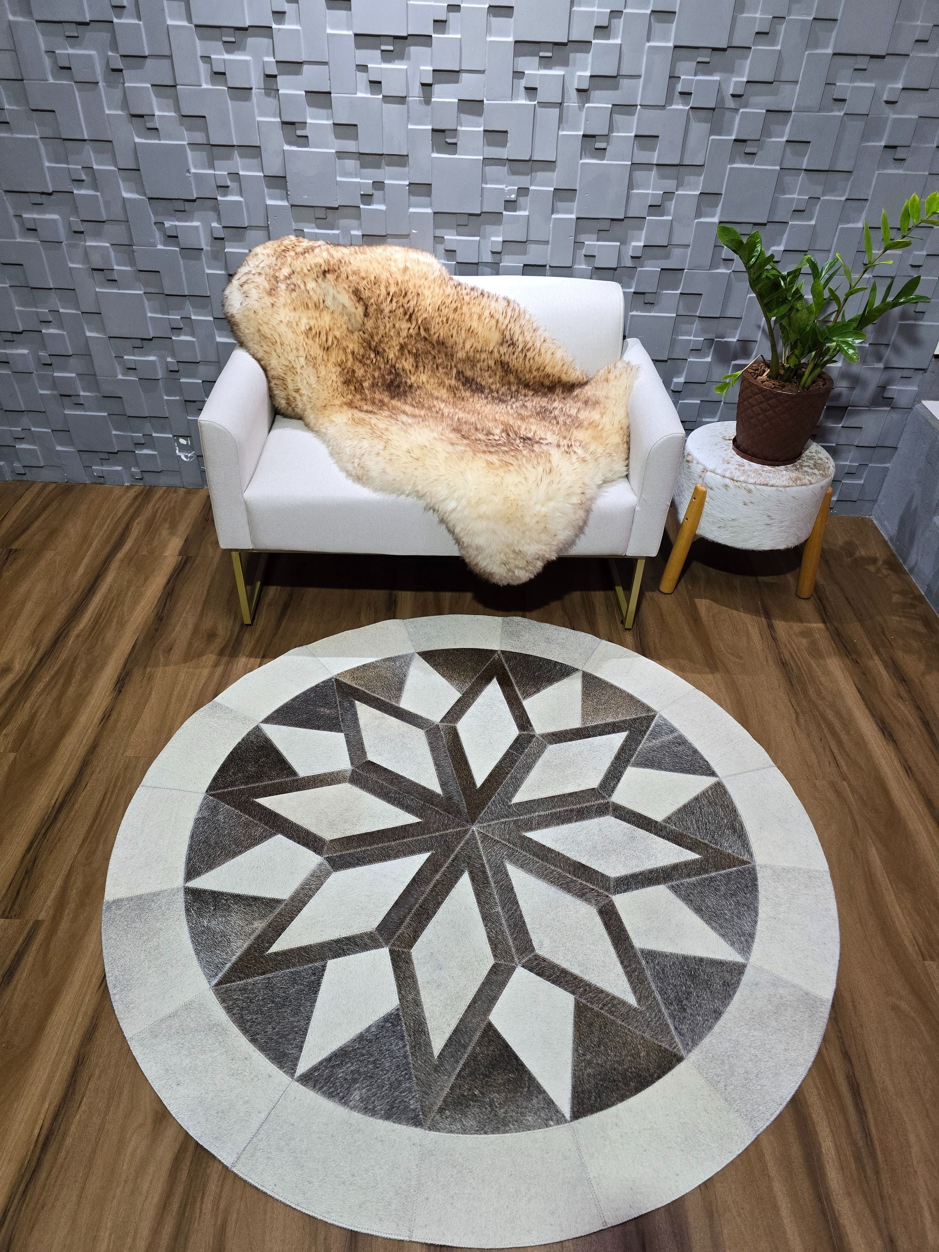 Mandala cinza e branca - Tapetes Route 235