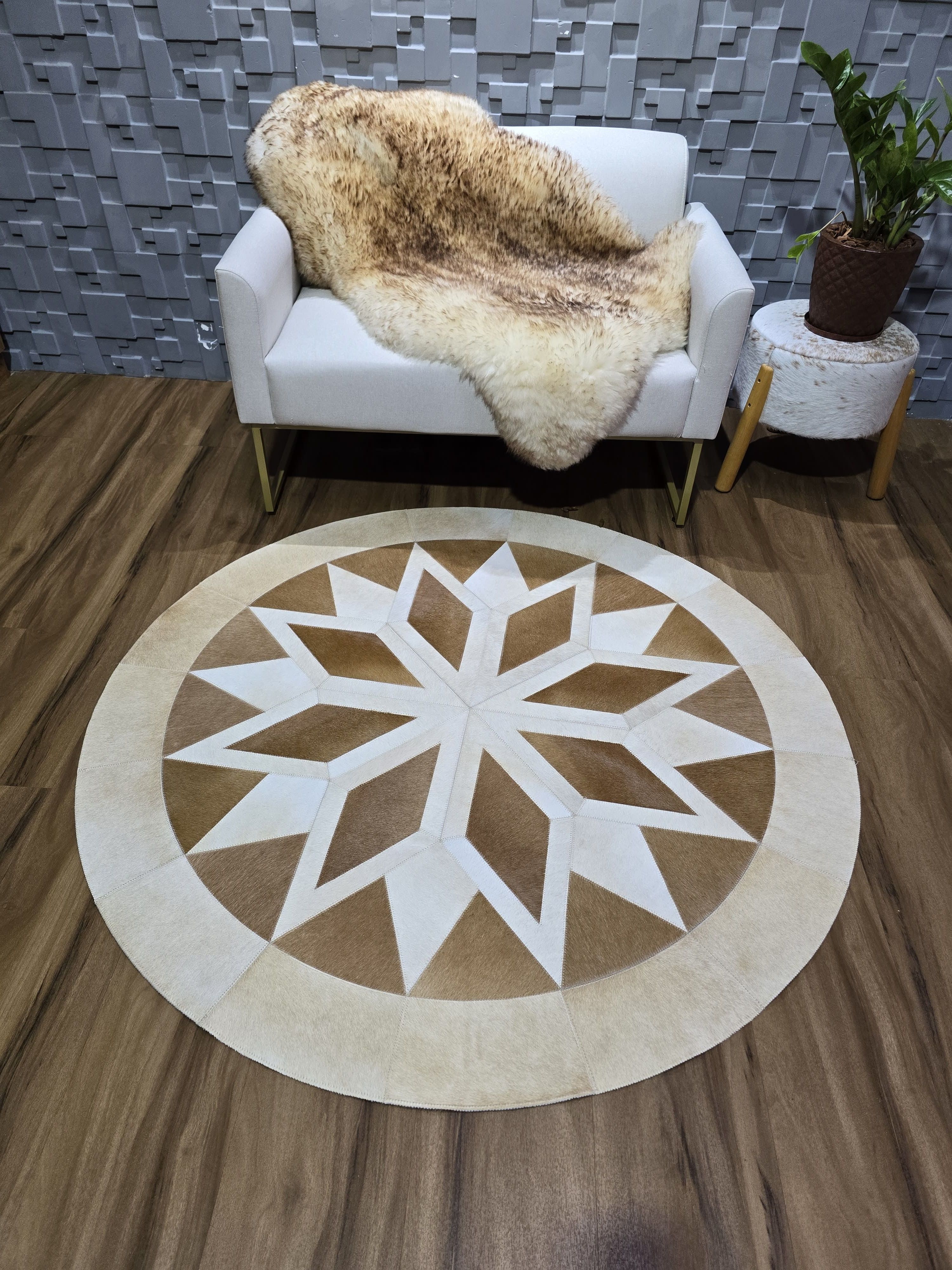 Mandala bege e branca - Tapetes Route 235