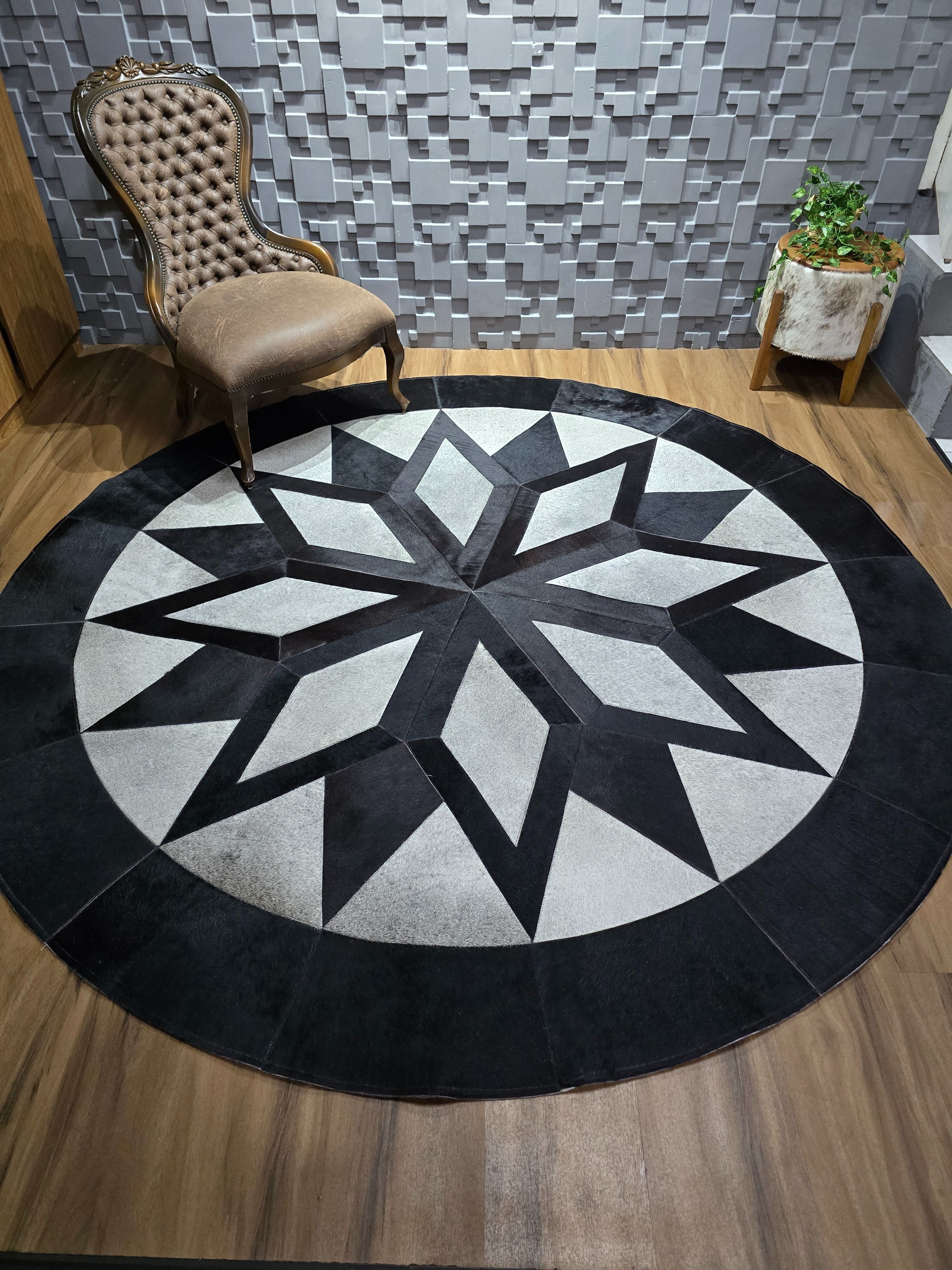 Mandala preta e cinza - Tapetes Route 235