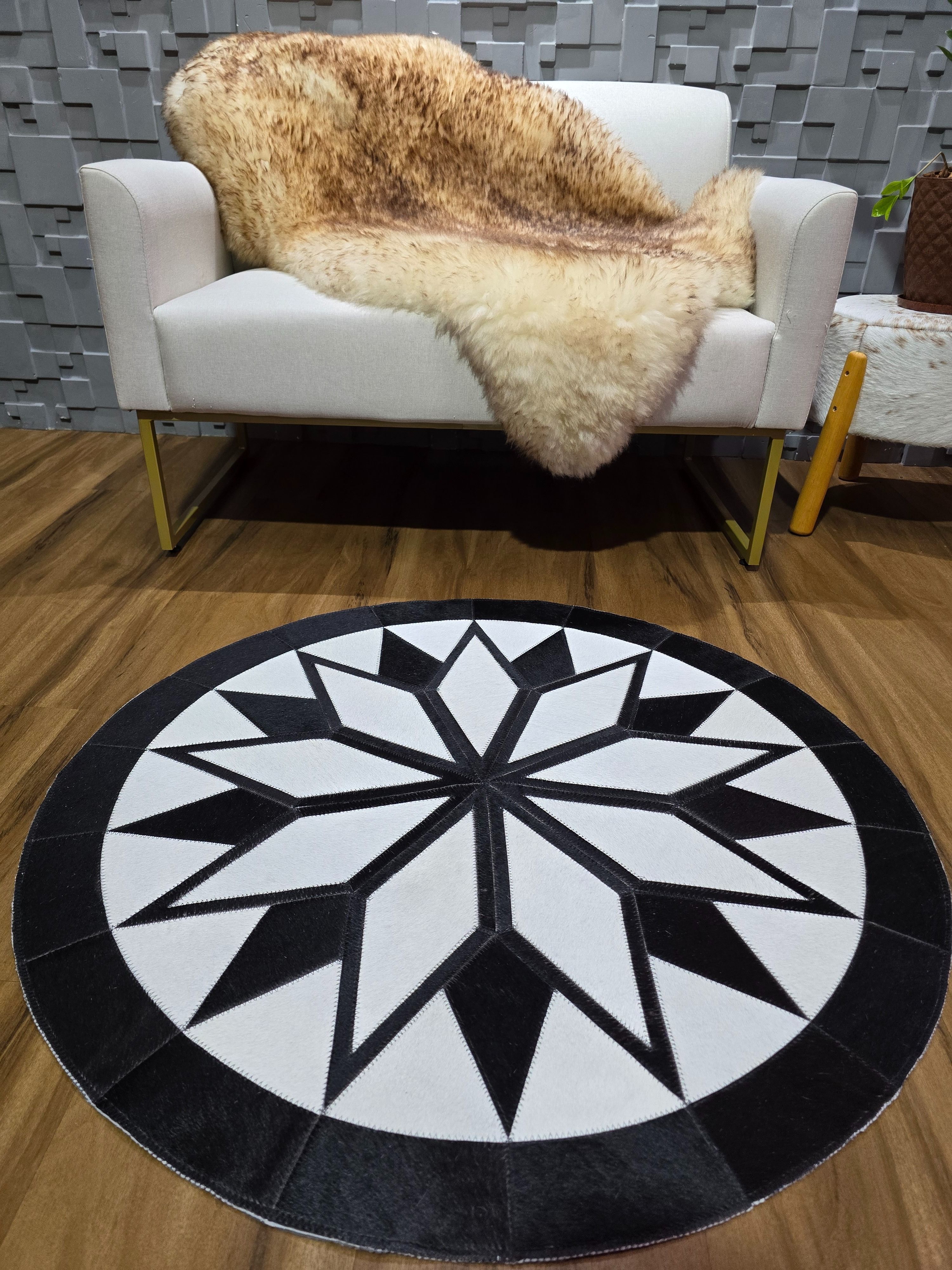 Mandala preta e branca - Tapetes Route 235