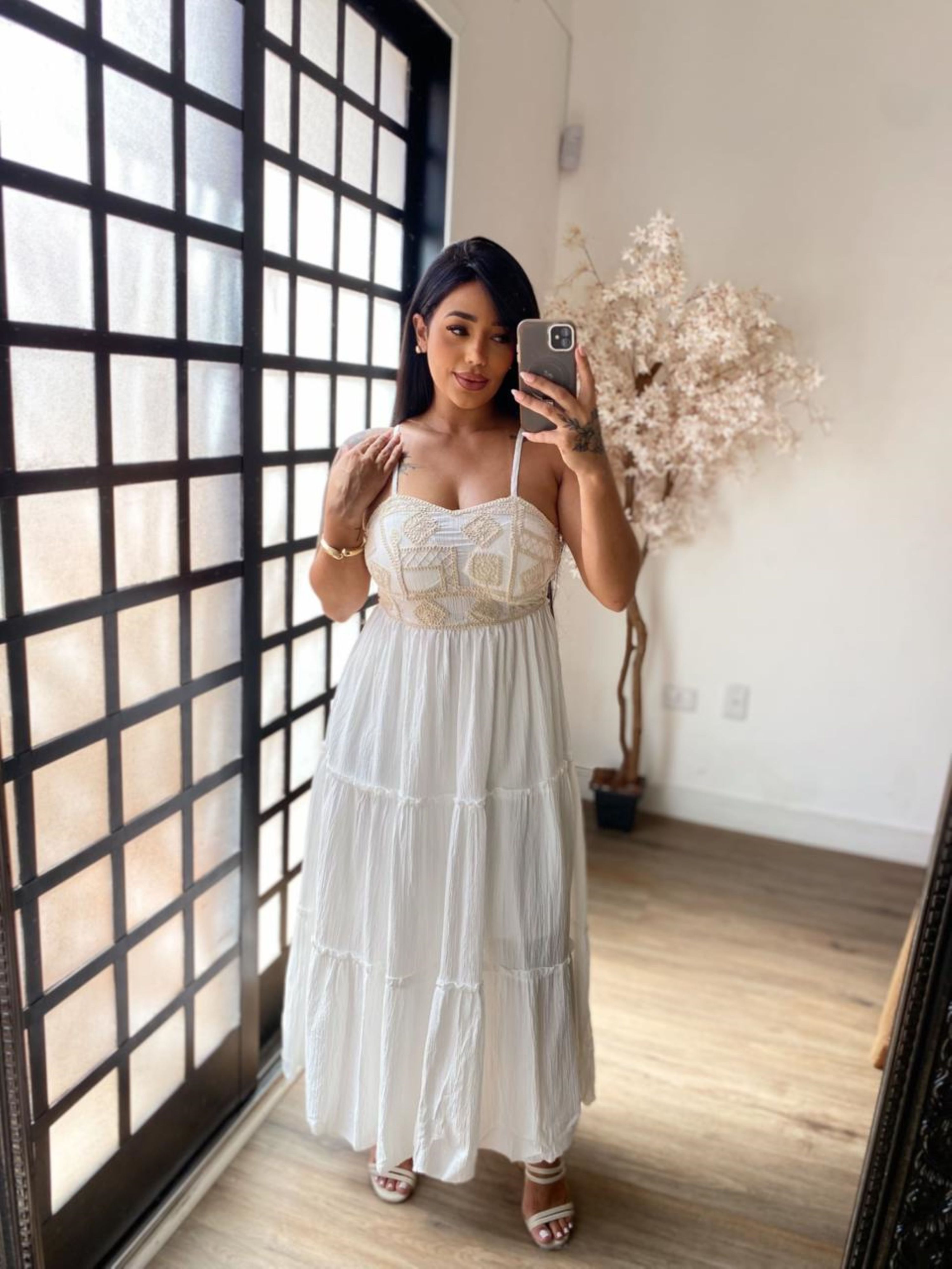 Vestido Bordado Ilana A5172 - Branco C045