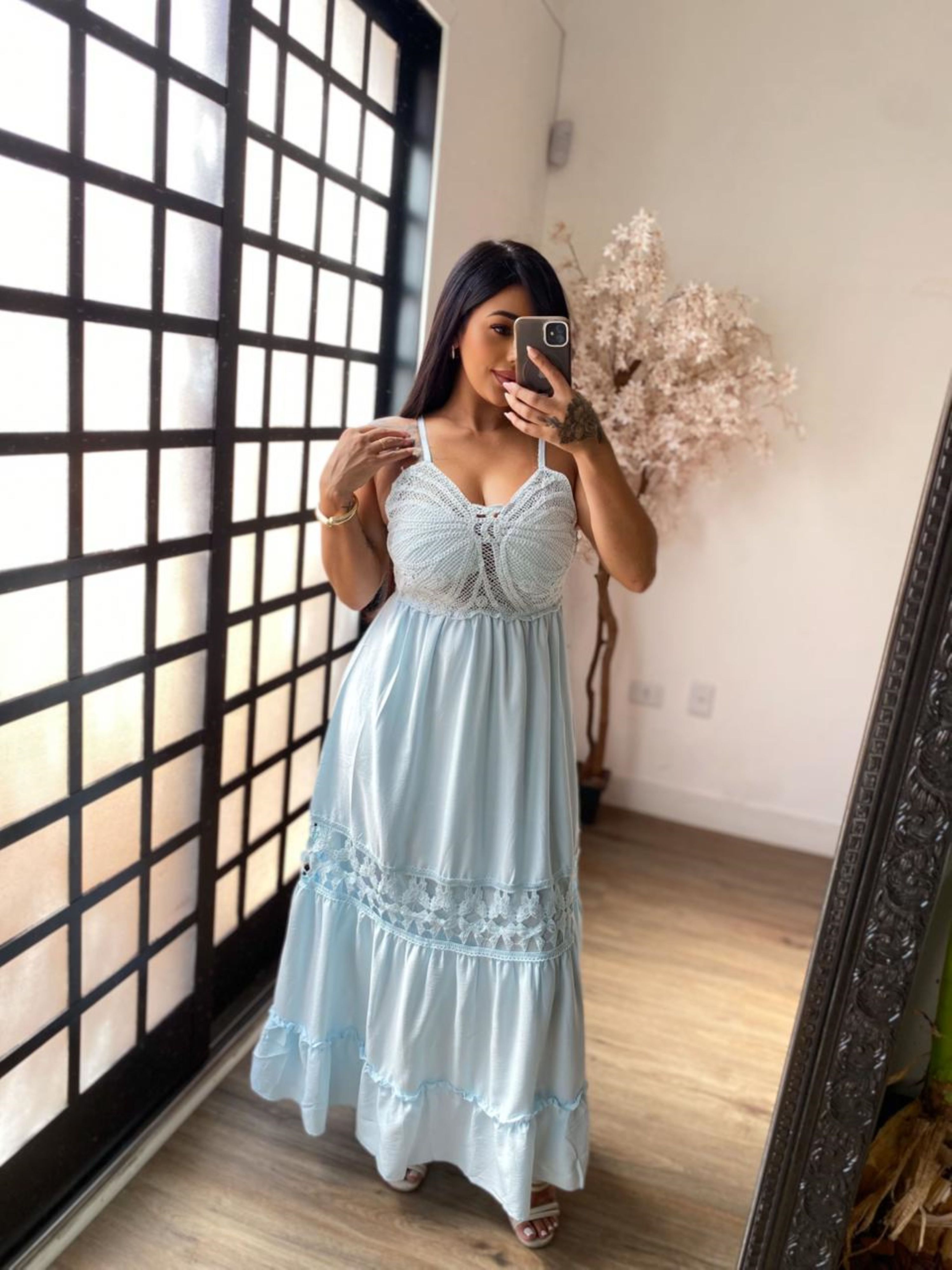 Vestido Rendado Natielle 5177 - Azul C034