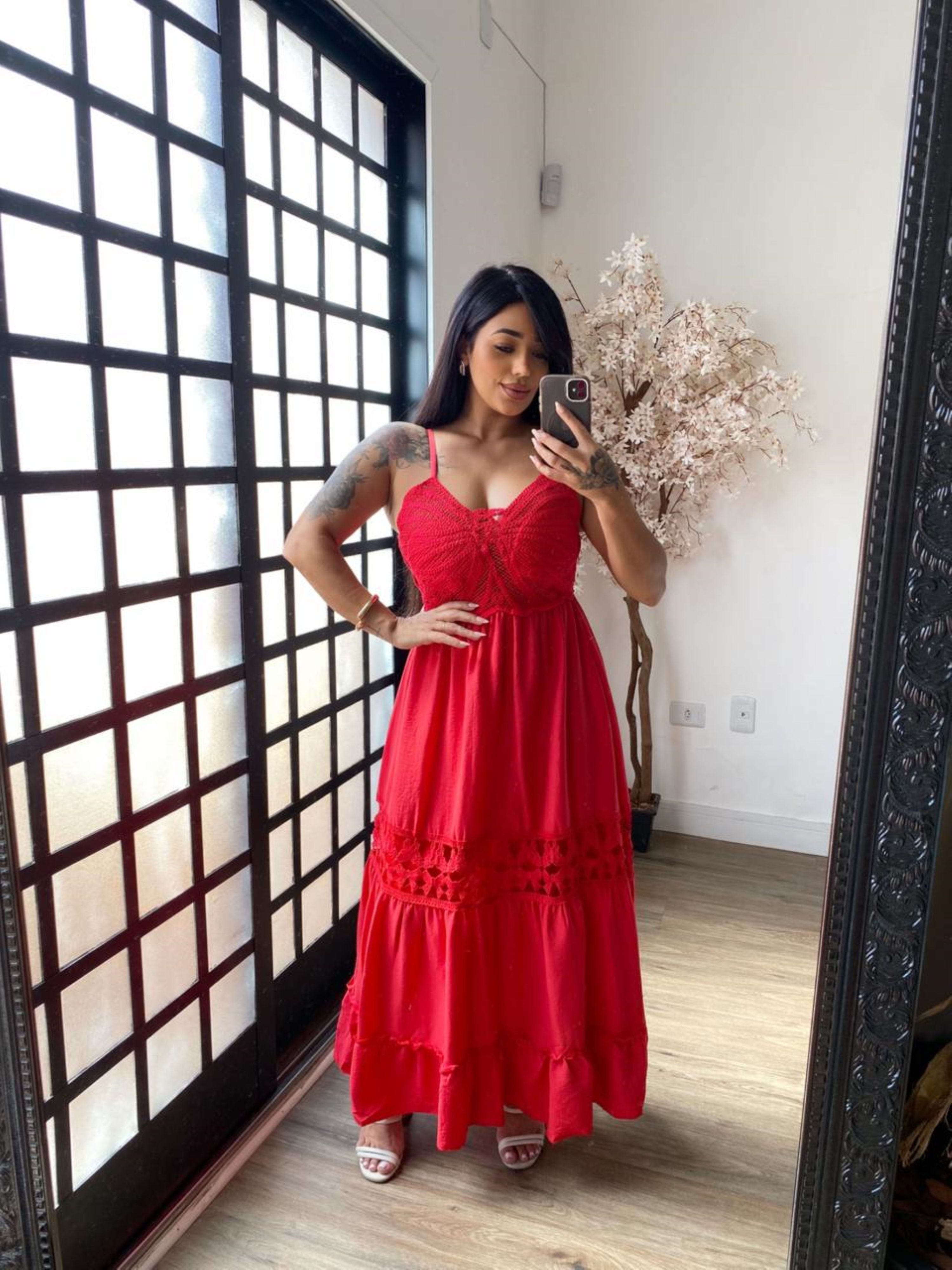 Vestido Rendado Natielle 5177 - Vermelho C034