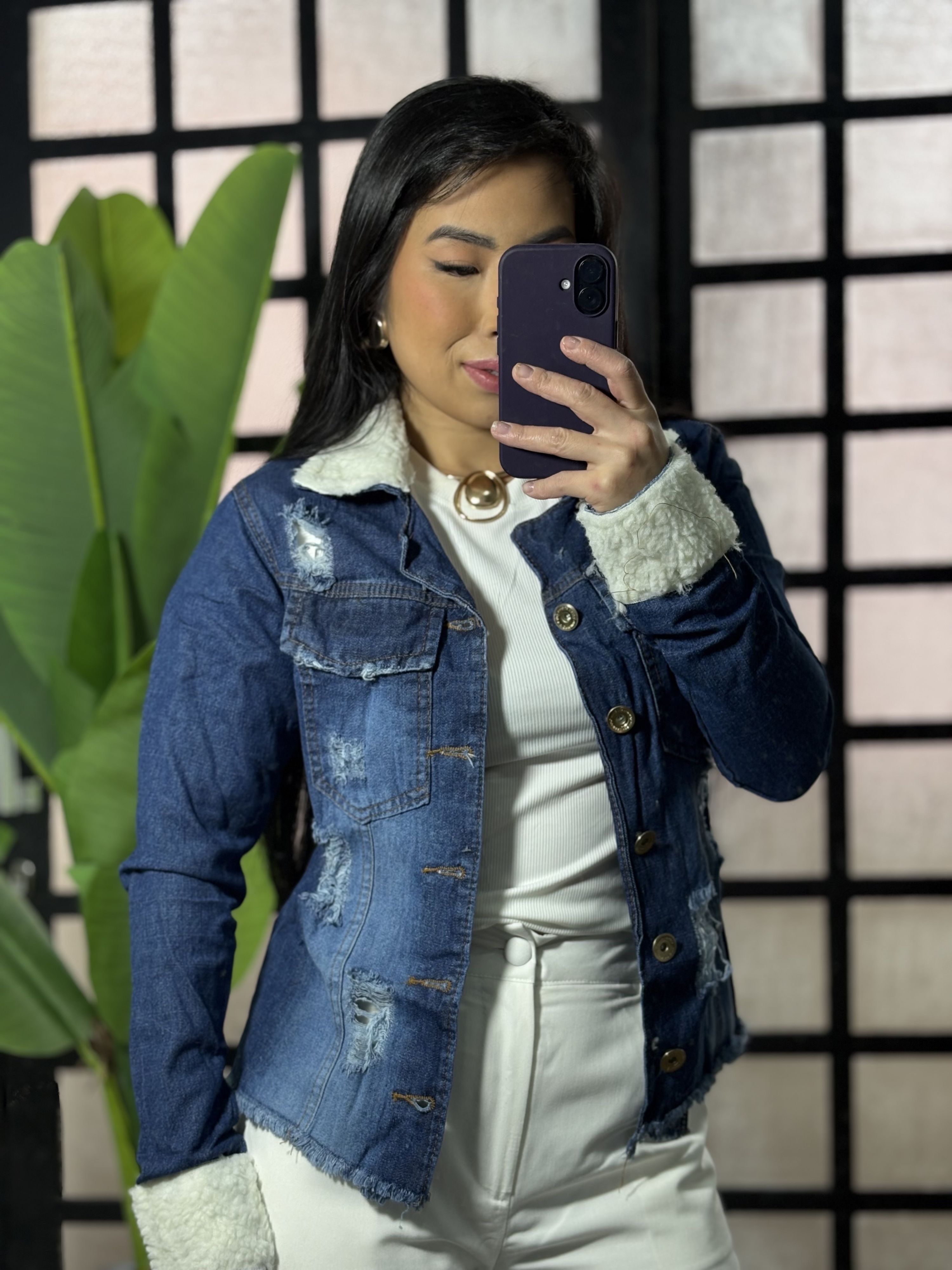 Jaqueta Jeans pelinho Jussara 