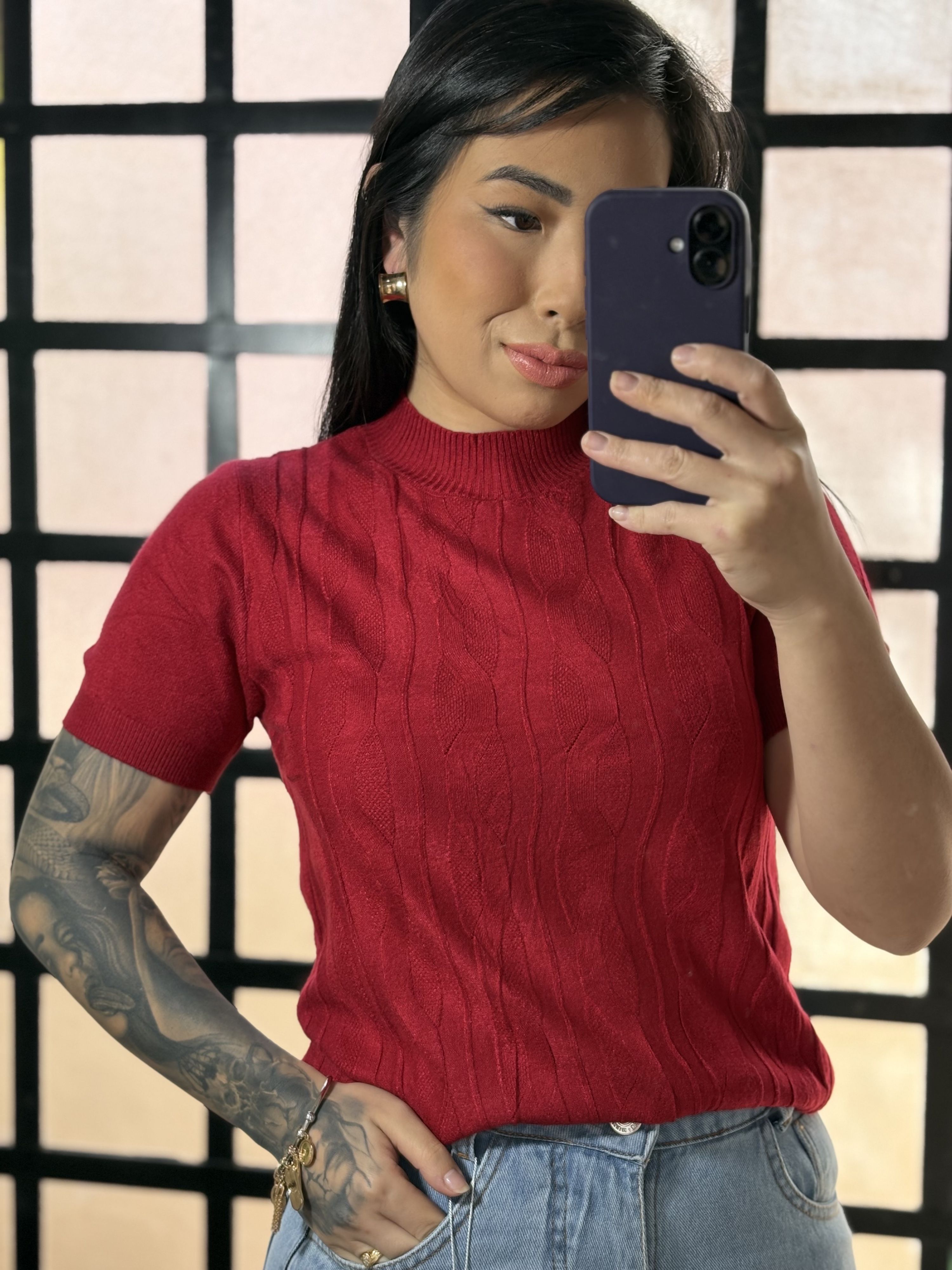 Blusa Trico trança 237- Vermelha 