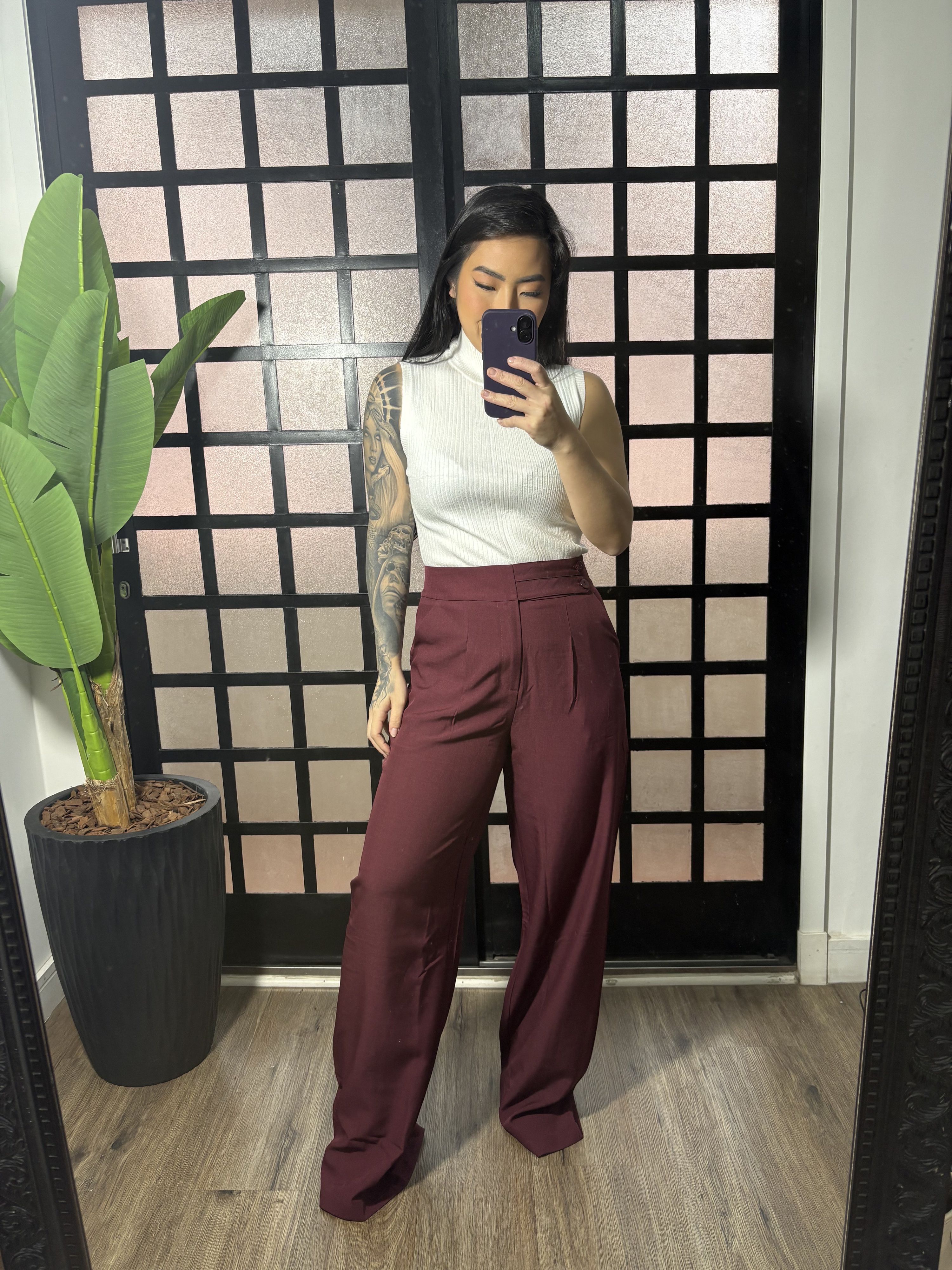 Calça pantalona alfaiataria Deise 1696- Vinho