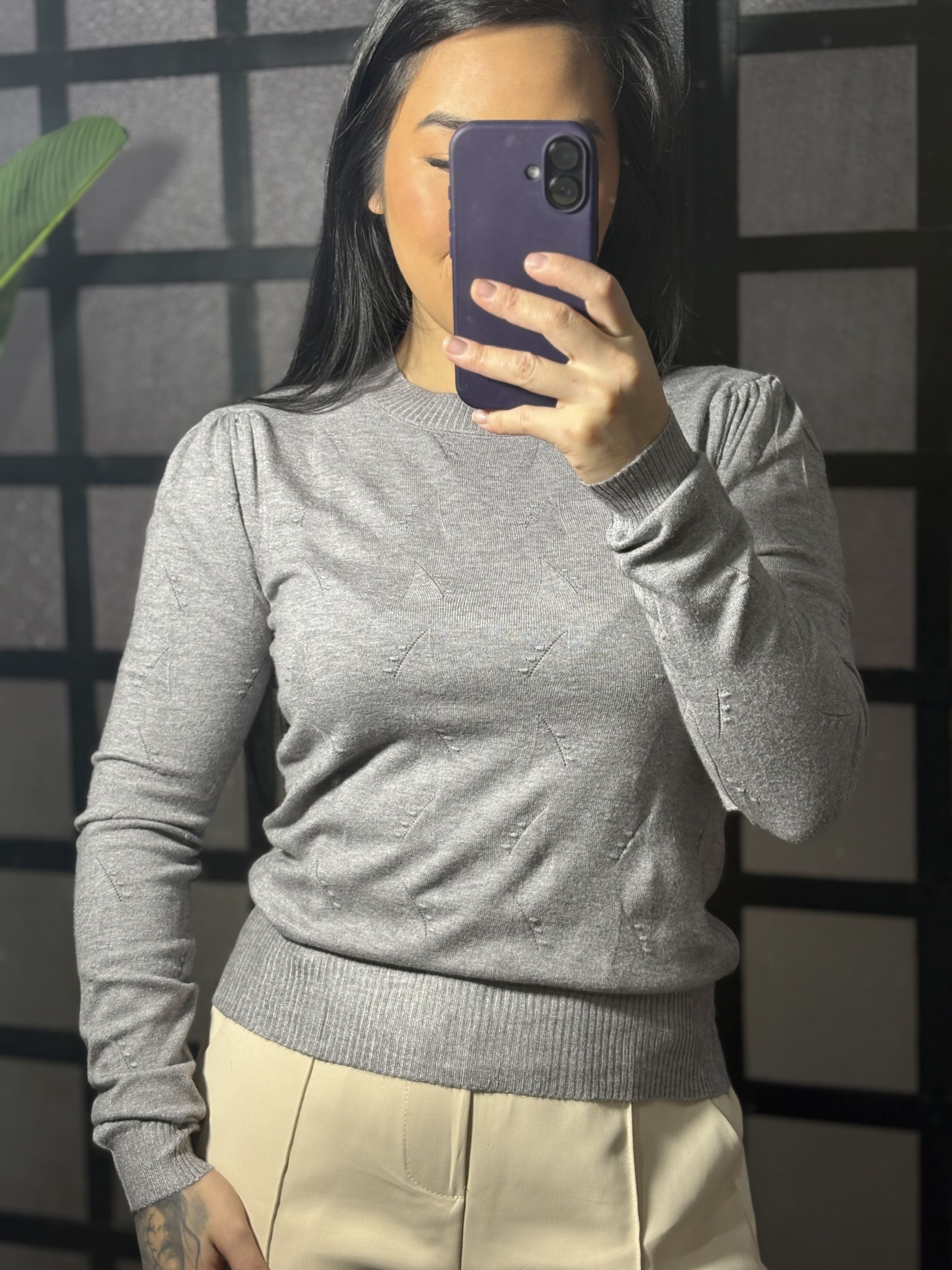 Blusa tricô Margarida 8923- cinza 